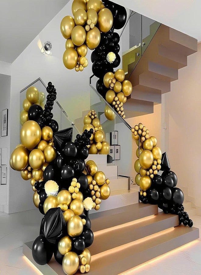 PulGos 100 Pcs Black & Gold Metallic Balloons | Premium Latex Party Decoration for Birthday, Wedding, Graduation, Anniversary, New Year & Special Events | Helium, Air Supported Durable & Shiny Finish - Image 5